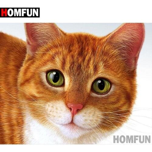 HOMFUN Full Square/Round Drill 5D DIY Diamond Painting "Animal cat" 3D Diamond Embroidery Cross Stitch Home Decor A19042