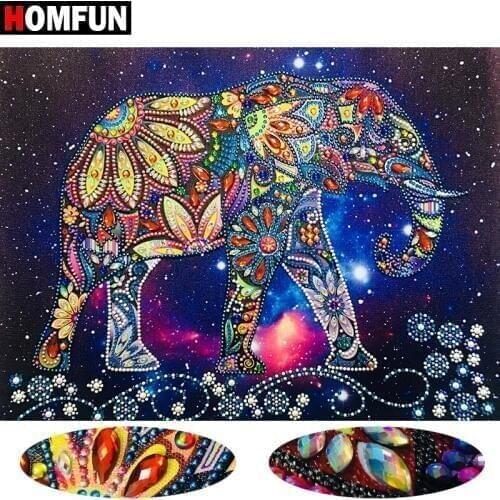 HOMFUN Special Shape Diamond Painting Elephant DIY Diamond Embroidery Animal Diamond 5D Picture Of Rhinestones Gift 40x30cm
