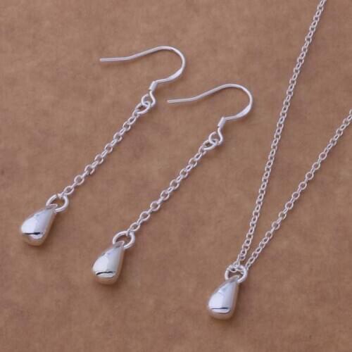 AS090 EngagementSilver Color 925 Jewelry Silver Popular Jewelry Sets Earring 173 + Necklace 681 /dmiamdpa Bgcajxja