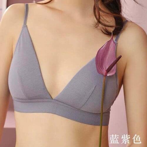 Sexy French triangle cup underwear womens thin simple unmarked adjustment type gathered small breast girl student bra lingere