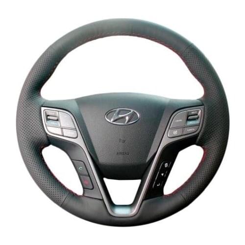 For Hyundai SantaFe 2013 2014 2015 2016 2017 Hyundai Grand IX45 Hand-stitched genuine leather Steering Wheel Cover