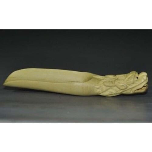 Wooden Boxwood Netsuke Dragon On End Coffee Spoon free shipping