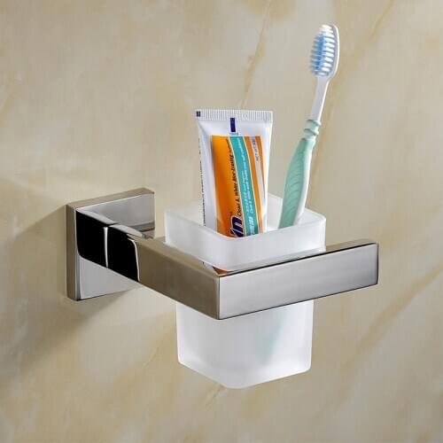 Single Mouth Cup Holder 304 Stainless Steel Toothbrush Shelf Mouthwash Cup Storage Rack Set Wall-mounted Bathroom Accessories