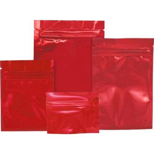 Red Color Pouch Glossy Red Bag Zip lock Reusable Zipper Plastic Small Pouch For Food Save,Gift,Candy, Party Used 100 Pcs