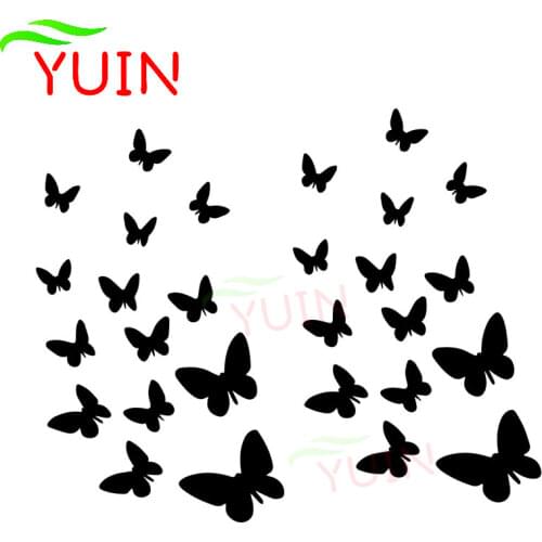Art Little Butterfly Car Sticker Fashion Car Window Decoration PVC Waterproof Sunscreen Decal Black/White/Red/Laser/Silver