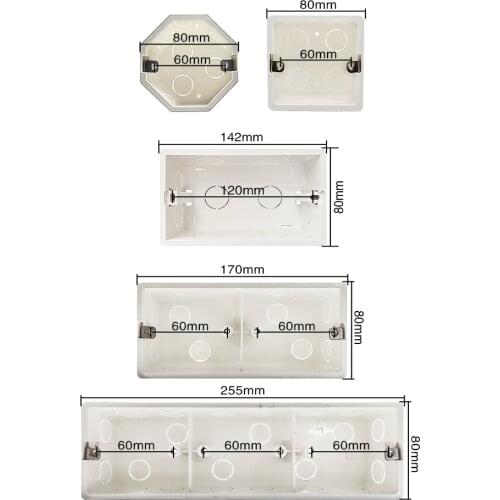 UBARO Socket & Wall Light Switch Installation Concealed Box PC Plastic Fireproof Material White Surface Outlet Junction Case