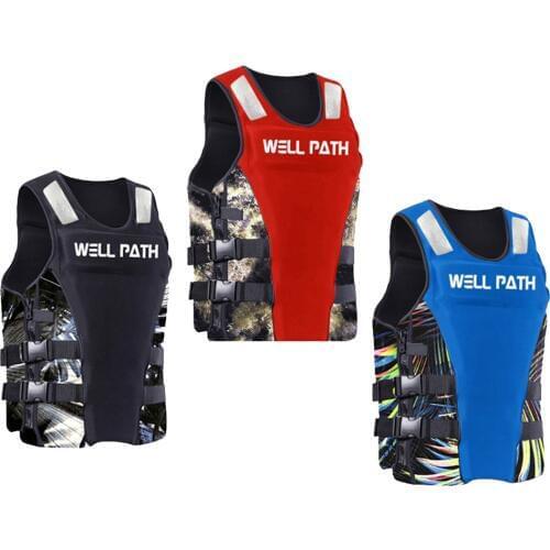 Perfeclan Water Sports Life Jacket Diving Swimming Rescue Float Safety Vest XS~3XL Blue/Black/Red