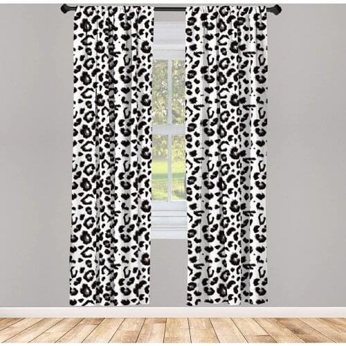 Leopard Curtains Monochrome Background Print with a Repetitive Sketchy Style Spots Window Drapes for Living Room Bedroom