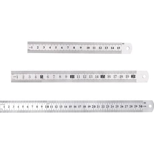 LMDZ 1Pcs Stainless Steel Metal Ruler 15/20/30cm Straight Ruler Sewing Tool School Office Precision Double Sided Measuring