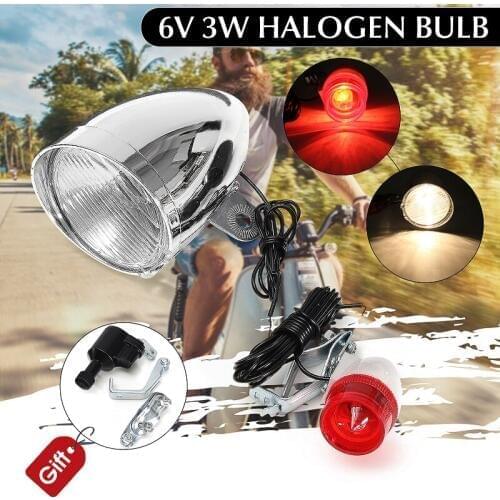 1Set 6V 3W Bicycle Bike Motorbike LED Headlight Motorized Friction Generator for Dynamo LED Head Light Taillight Metal Plastic