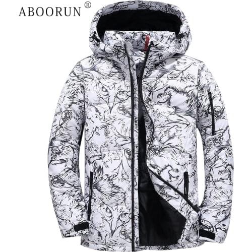 ABOORUN 2020 Mens Winter Jackets Camouflage Down Cotton Hooded Jackets Casual Warm Coat Parkas for Male