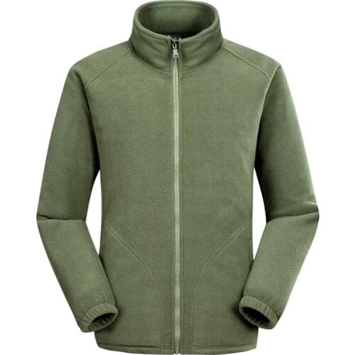 Mens windproof polar fleece winter jacket autumn exercise running full zipper overcoat liner army green gray black jackets