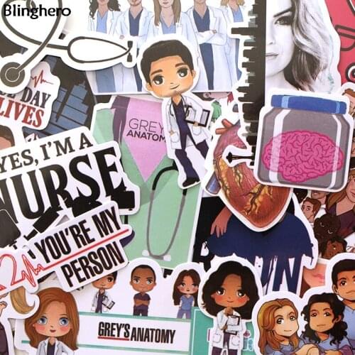 10sets/lot Blinghero Greys Anatomy Sticker 23Pcs/set Refrigerator Luggage Stickers Scrapbooking Sticker Fashion Decals BH0078