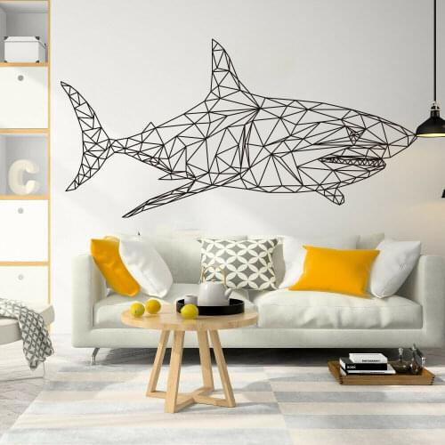 Ocean Animal Wall Stickers Geometric shark fish Wall Decal Vinyl Art Decor removable Nursery Kids Room Decoration Mural X605