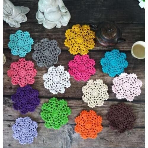 New Christmas Placemats Cup Mat Mug Pad Coffee Coasters Drink Coaster Crochet Doily Kitchen Table Mats 8cm Round Placemat