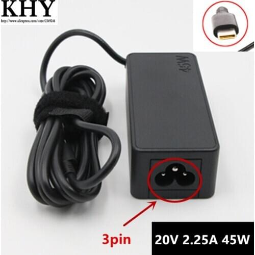 New 20V 2.25A 45W Type-C 3pin Adapter for Lenovo 300e Yoga C630 14e 14W ,Flex 11 N23 Yoga