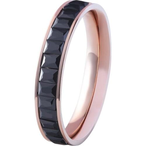 Top Quality Titanium Steel 4 Colors Semi-circle Quartet Crystal Ring Woman Luxury Jewelry Ring Wholesale Good Gift For Holiday