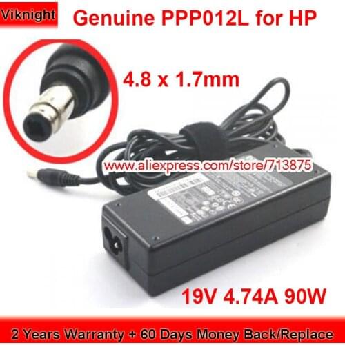 Genuine PPP012L 90W Charger 19V 4.74A AC Adapter for HP Compaq PRESARIO V2000 V5000 EVO N410C with 4.8 x 1.7mm Tip