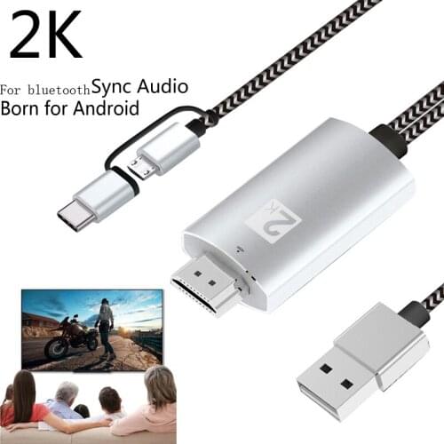 For Bluetooth Type C Micro USB HDMI-compatible Converter Video Cable for Huawei Xiaomi Samsung Android Phone Connect to TV HDTV