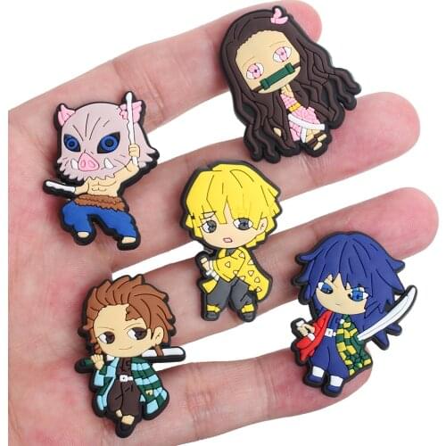 Japan Comics Style PVC Shoe Charms Cute Sandals Accessories Shoes Buckle Decorations fit Croc JIBZ Kids X-mas Party Gifts