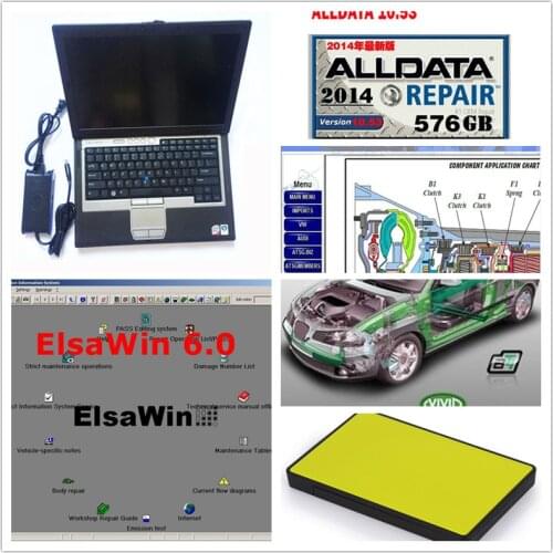 2021 Car Auto repair software Alldata Alldata v10.53+mit//chell OD5 2015+ElsaWin+Vivid workshop+atsg 26 in 2TB HDD+Laptop D630