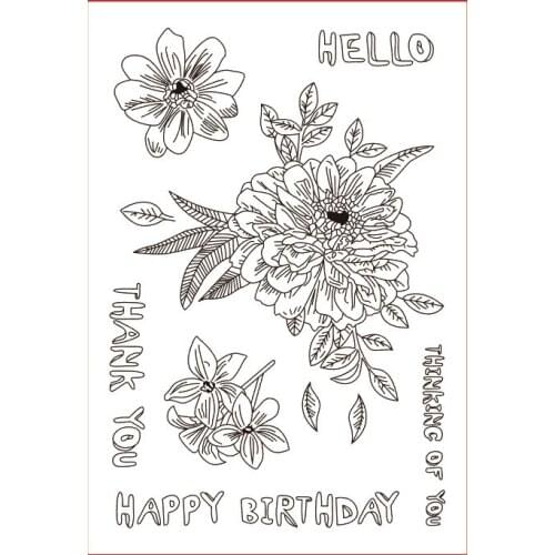 11x16 Red flowers Transparent Clear Stamps Silicone Seals for DIY scrapbooking photo album Card Making