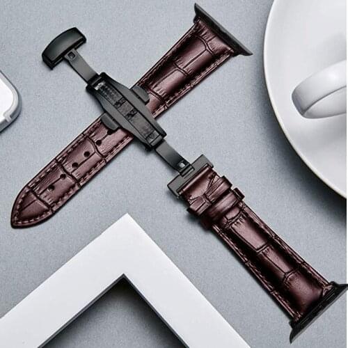 Brown Leather Band Loop Strap For Apple Watch 6 SE 5 4 3 2 1 38mm 40mm , Men Leather Watch Band for iwatch 5 44mm 42mm Bracelet