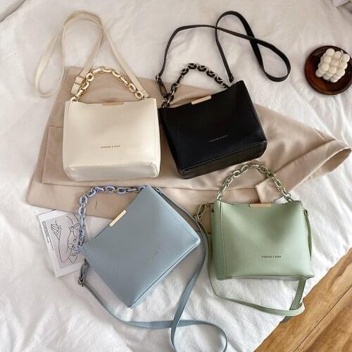 Fashion Women PU Leather Wild Solid Color Bucket Crossbody Pack Strap Handbag Elegant Shoulder Bag Shopping Dating