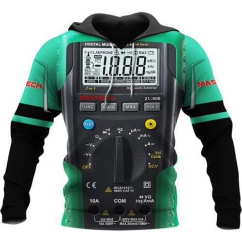 Digital Multimeters 3D Full Printed Jacket Men/Women Harajuku Hoodie Casual Streetwear Sweatshirt Pullover Sudaderas AD0289