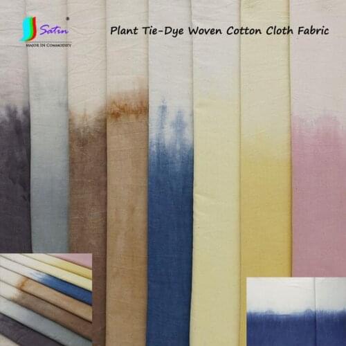 Traditional Hand Colorful Gradient Grass Wood Plant Tie-Dye Woven Cotton Cloth Fabric Half Skirt Tea Table Mat Decoration Fabric