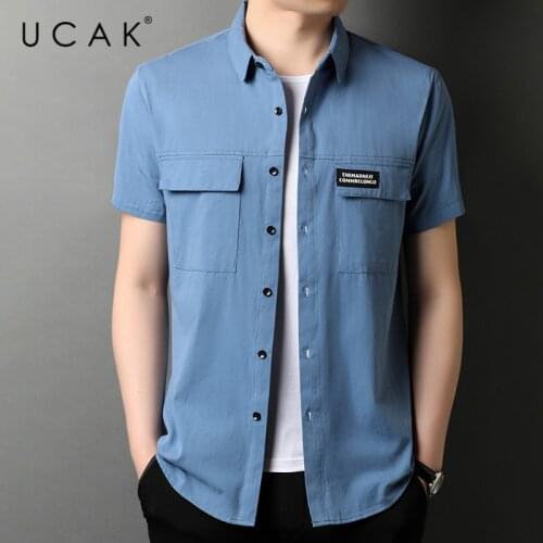 UCAK Brand Summer High Quality Streetwear Fashion Style Big Pocket 100% Cotton Short Sleeve Shirt Men Clothing Homme U6224
