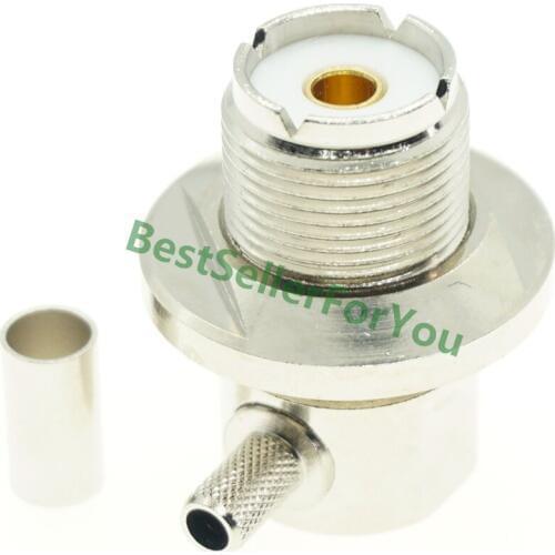 UHF SO239 Female SO-239 Jack Nut Crimp RG58 RG142 LMR195 Cable Right Angle RF Connector