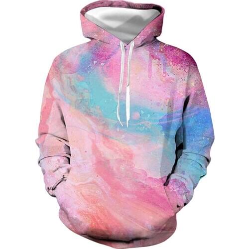 Unisex Polyester 3D Digital Print Tie Dye Long Sleeve Drawstring Loose Hoodie NEW Hoodies Coat Casual Women Drawstring Hooded