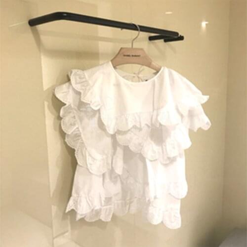 Spring/Summer 2021 Korean Casual Fashion Loose Womens T-shirt Lace Stitching Lotus Leaf Edge Short-sleeved Womens Top T-shirt