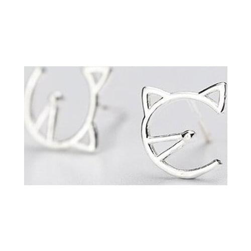 925 Sterling Silver Prevent Allergy Cat Stud Earrings for Women Wedding Earrings Jewelry Accessories