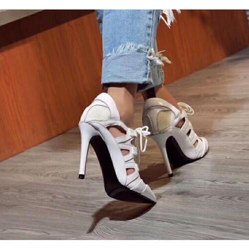 Sestito 2019 Women Sexy Cut-outs Pointed Toe Lace-up Pumps Girls High Heels Dress Party Shoes Lady Simple Spring/Summer Shoes