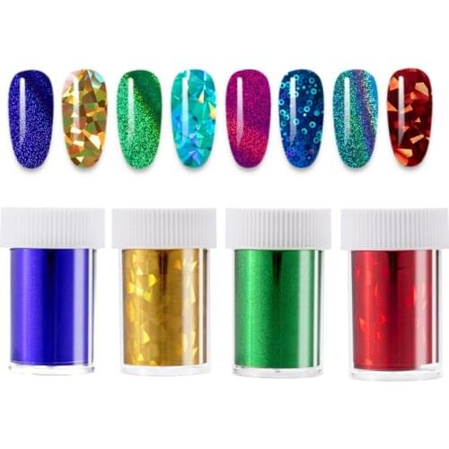 1 Roll Pink Gold Nail Foils Sparkly Sky Glitter Nail Art Transfer Stickers Slider Paper Nail Art Manicures Decoration New