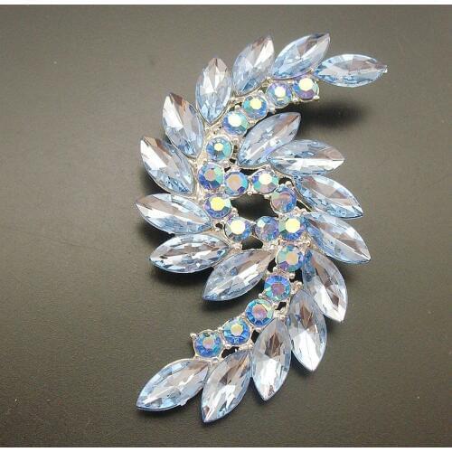 1 Piece Elegant Fashion Blue Crystal Rhinestone Silver Plated Statement Double Spiral Brooches Pins For Women 2018 Item: BH7615