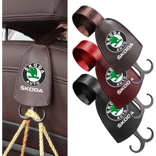 1Pcs Portable PU Leather Car Seat Hook Back Hook For Skoda Fabia Kamiq Karoq Kodiaq Octavia Rapid Scala Superb Accessories