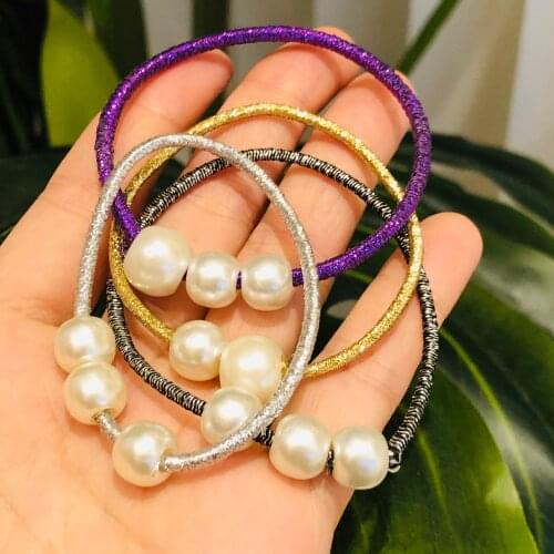 1Pcs Hair Accessories Pearl Women Rubber Bands Scrunchies Elastic Hair Bands Girls Headband Decorations Ties Gum for Hair