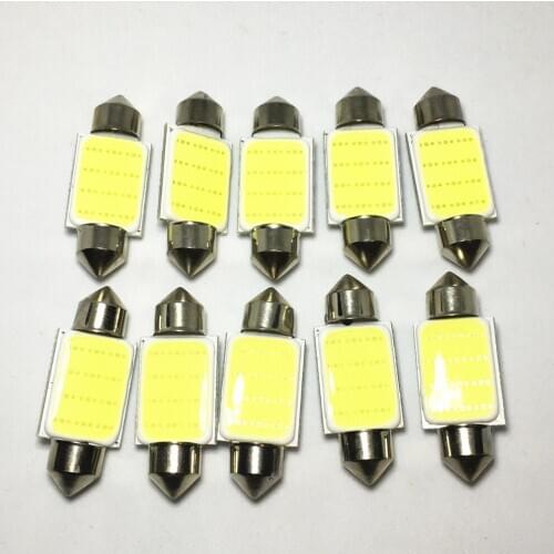 10pcs White 31mm 36mm 39mm 42mm 1 COB FESTOON Car Bulb 12 Chips C5W 12V Color LED Bulb Auto Interior Dome Light Reading Lights