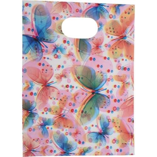 100Pcs Pretty Mini Mixed Pattern Plastic Jewelry Gift Bag Shopping Pouch 20*15CM Styles: 6