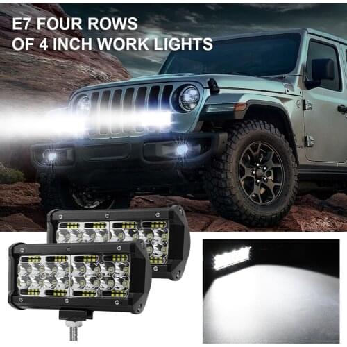 4" 7" LED Light Bar Square Flood Light 60W Off Road Lights Fog Light Driving LED Work Light Waterproof for Boat Tractor Truck