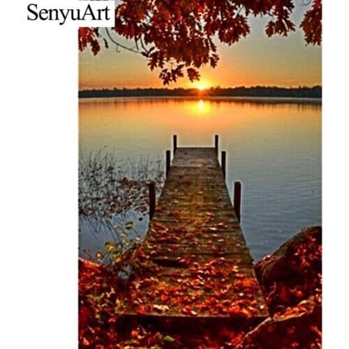 5D Diamond Painting Full Round Embroidery Art Lake Maple Scenery Picture Mosaic Accessories Cross Stitch Kit Paiting Decorations