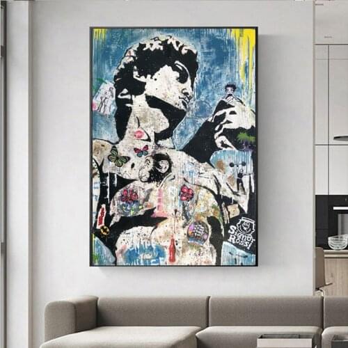 Abstract Graffiti Canvas Prints David Sculpture Street Art Picture On Wall Decor Statue Cartoon Poster Painting For Living Room