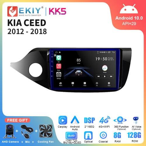 EKIY DSP 1280*720P For Kia Ceed 2 JD 2013-2016 Android 10 Car Multimedia Player Navigation GPS Radio Stereo All-in-One Head Unit