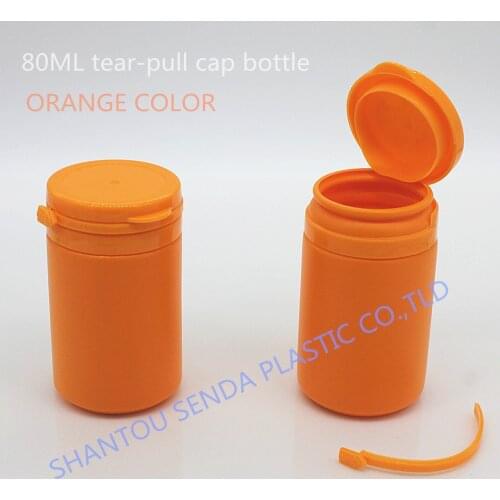 Free Shipping! 20PCS/LOT capsule orange color bottle, empty plastic capsule container 80ml