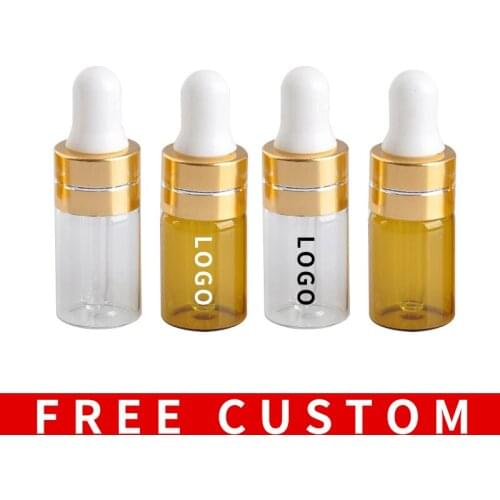 Free Customized 100 Pieces/Lot 3 ML Mini Portable Glass Refillable Perfume Bottle Empty Cosmetic Container With Rubber