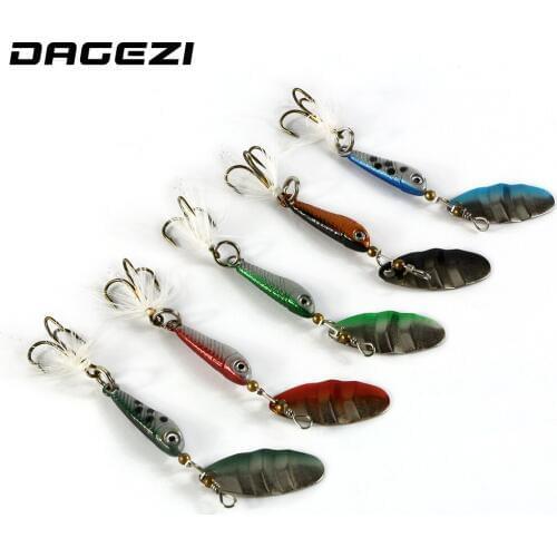 DAGEZI Metal fly Fishing Lure Set Hard Bait fishing tackle with Feather/Treble High carbon steel fishing Hook pesca