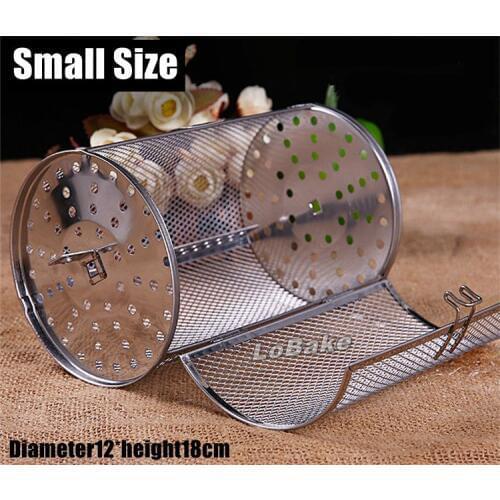 Small size drum shape stainless steel oven parts grilled cage rotary oven roasted coffee beans roasted cage without mid shaft